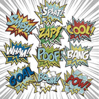 Tinlade 10 Pcs Hero Paper Cutouts Hero Themed Party Decorations Action Sign Reusable Action Sound Effect Paper Sign Photo Props for Birthday Party Favor Supplies Wall Decor