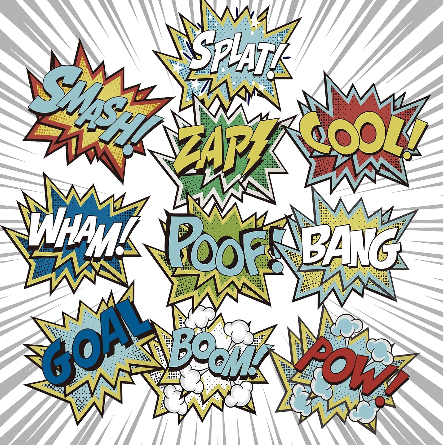 Tinlade 10 Pcs Hero Paper Cutouts Hero Themed Party Decorations Action Sign Reusable Action Sound Effect Paper Sign Photo Props for Birthday Party Favor Supplies Wall Decor