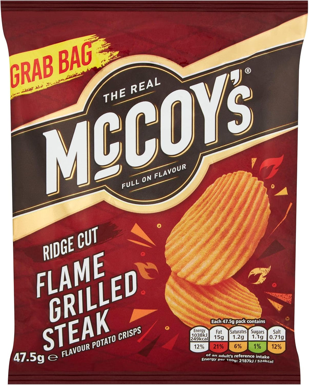 McCoys Ridge Cut Flame Grilled Steak Crisps, 47.5 g