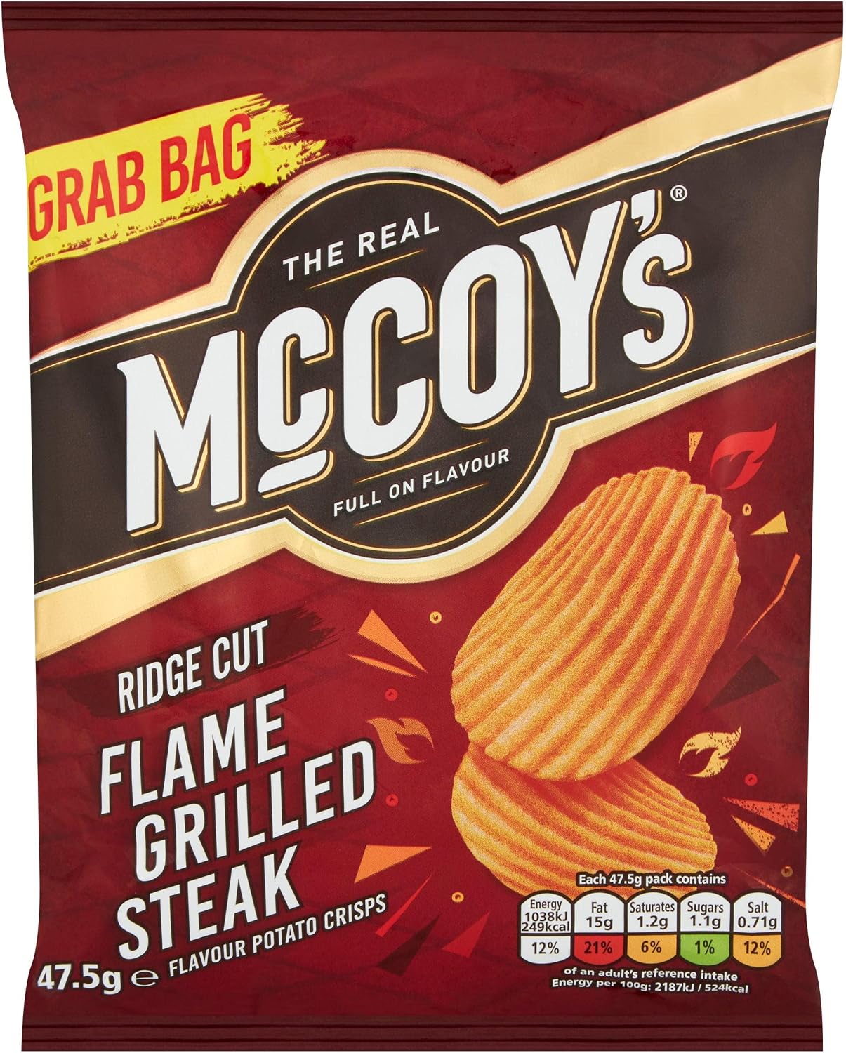 McCoys Ridge Cut Flame Grilled Steak Crisps, 47.5 g