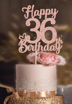 36 Birthday Cake Toppers-Rose Gold Glitter, Happy 36th Cake Topper for Men,36 Cake decorations For Women, 36 birthday decorations Thirty six