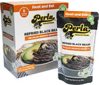 Perla Refried Black Beans (Frijoles Negros Refritos) - No MSG, Non BPA, No Animal Ingredients, No soy added, No Preservatives, No artificial additives, 6 Grams of Protein, Microwavable, Fully Cooked, Just heat and eat |14 ounces (PACK of 6)