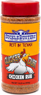 SuckleBusters Clucker Dust: Best Sweet & Spicy Chipotle Pepper Chicken Seasoning, Medium Heat, Gluten-Free, No MSG Shaker (14.5oz)