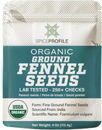 Spice Profile USDA Organic Ground Fennel Seeds, Lab Tested, Resealable 4 oz Pouch, Saunf Powder, Hinojo Molido