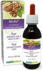 Naturalma Walnut (Juglans regia) Hull of The Fruit or Pericarp (Walnut Husk) and Leaf Alcohol-Free Tincture - 4 fl oz Liquid Extract in Drops - Herbal Supplement - Vegan