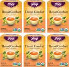 Yogi Tea - Throat Comfort (6 Pack) - Soothes the Throat with Wild Cherry Bark, Licorice Root, Mullein, and Ginger - Caffeine Free - 96 Organic Herbal Tea Bags
