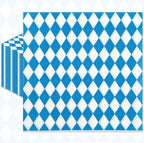 Pack of 50, Blue and White Bavarian Napkins, Diamond Pattern Disposable Napkins for Oktoberfest, Beer Festival, Bavarian Party Decorations, German-Themed Events, 13x13 Inches Unfolded