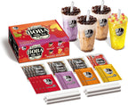 J WAY Instant Boba Bubble Pearl Variety Milk Tea Fruity Tea Kit with Authentic Brown Sugar Caramel Fruity Tapioca Boba, Ready in Under One Minute, Paper Straws Included - Gift Box - 10 Servings