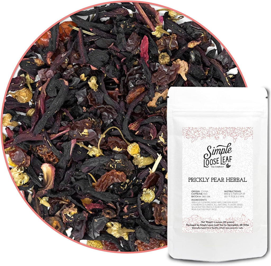 Simple Loose Leaf Prickly Pear Herbal Tea - Caffeine-Free, Organic Loose Leaf Herbal Tea | Sweet & Dry Flavor, All-Natural, Hand Packaged in USA, 4 oz