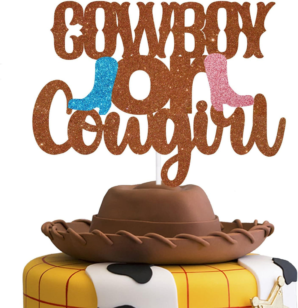 Blue Cowboy Boots or Pink Cowboy Boots Cake Topper - Western Cowboy Themed Gender Reveal Party Cowboy or Cowgirl Decoration - SugarGera