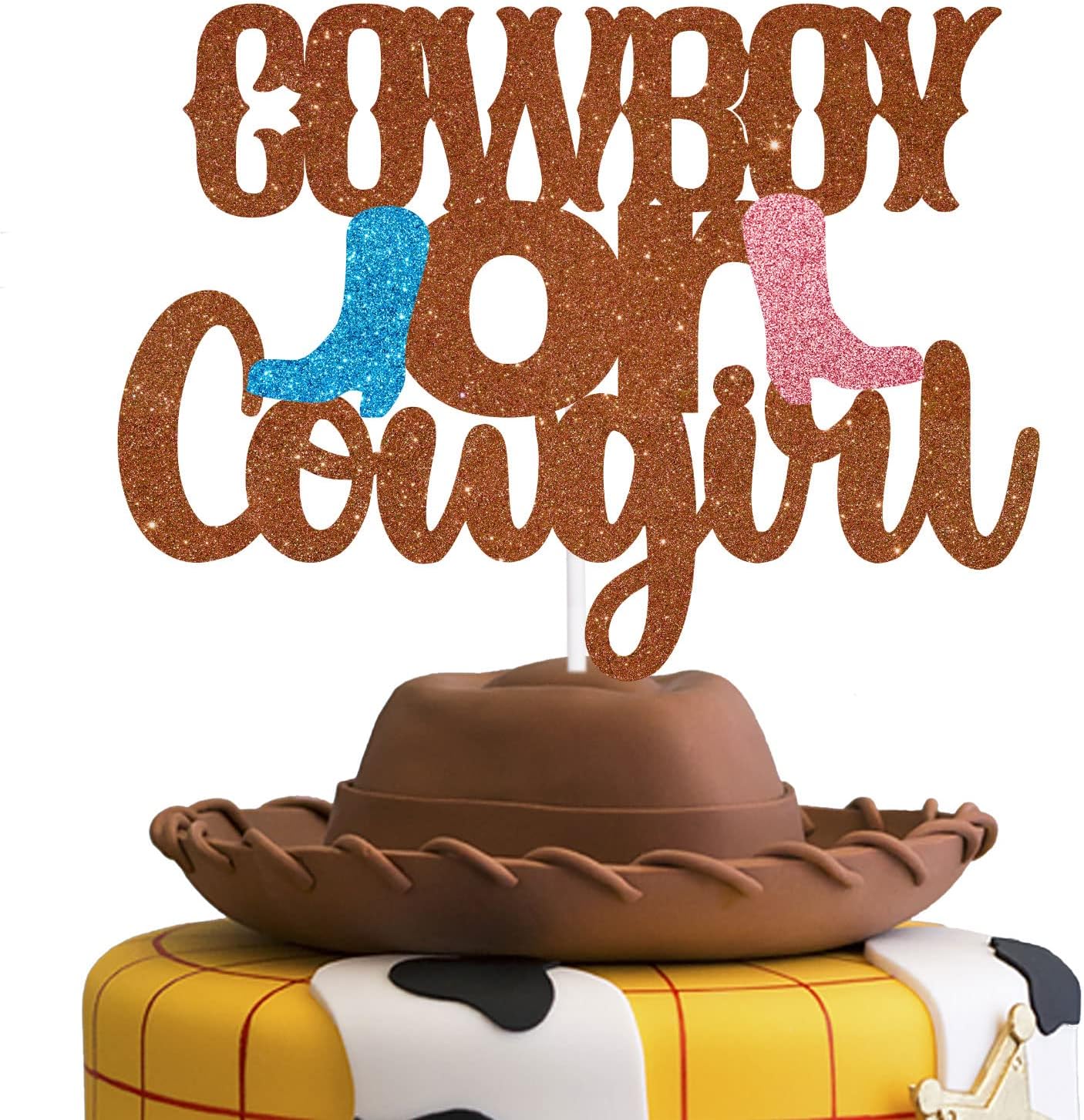 Blue Cowboy Boots or Pink Cowboy Boots Cake Topper - Western Cowboy Themed Gender Reveal Party Cowboy or Cowgirl Decoration - SugarGera