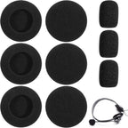 6 Packs Foam Ear Cushions Cover and 3 Pack Foam Mic Cover, 55MM Black Replacement Foams Ear Pud Earpads Sponge for Office Telephone Headsets, Two Way Radio Walkie Talkie