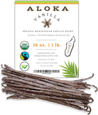 16oz (1 Pound) Count Organic Madagascar Vanilla Beans – Grade A Bourbon Pods | Gourmet Whole Vanilla Beans for Baking, Cooking, Extract Making | Rich Aroma, Premium Flavor, Non-GMO, Vegan