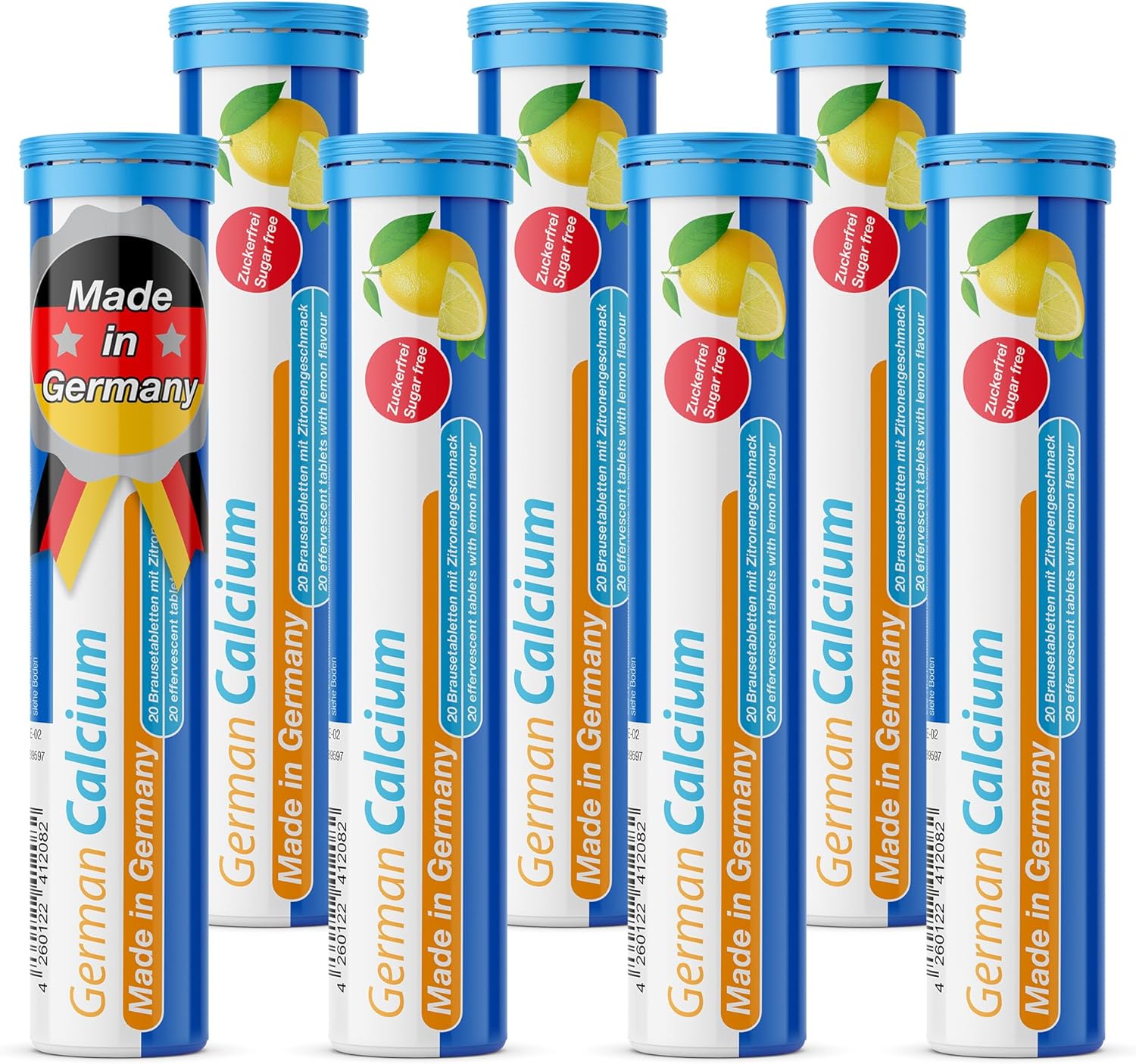 German Calcium 140 Drink Effervescent Tablets - Lemon Lime Flavour - 500 mg Calcium, Sugarfree, Vegan- T&D Pharma – Made in Germany