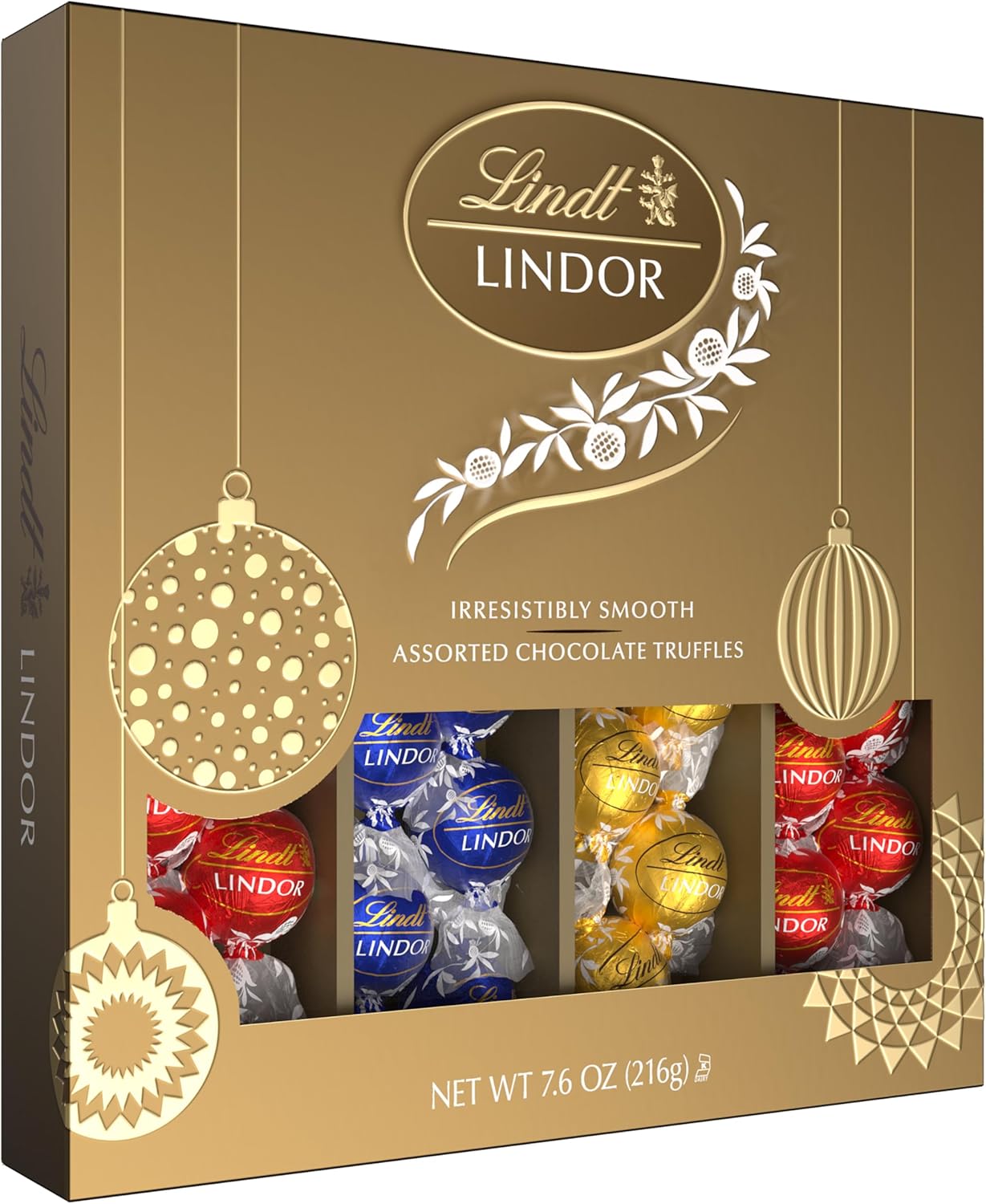 Lindt LINDOR Assorted Chocolate Candy Truffles Modern Gift Box, Assorted Chocolate Candy with Smooth, Melting Truffle Center, 7.6 oz.