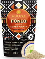 Aduna Organic Fonio Supergrain | Ancient African Whole Grain Rich in Iron, Zinc, B Vitamins & Fiber | Natural Gluten-Free Rice, Quinoa & Couscous Alternative | Porridge, Salads, & Stir-Fries | 1kg