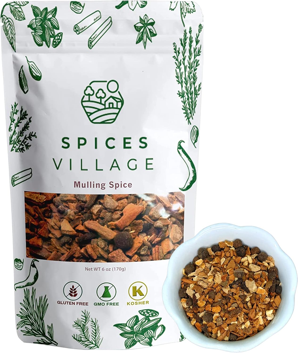 Mulling Spices for Apple Cider and Mulled Wine, Premium Spice Blend for Hot Cider and Warm Beverages, Mix of Cinnamon Allspice Cloves & Nutmeg, Kosher, Gluten Free, Vegan