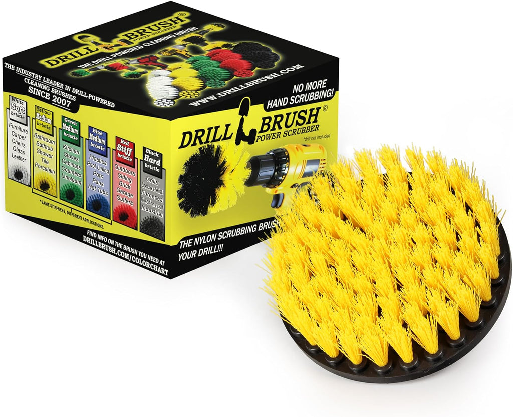 Nylon Bristle Drill Brush Attachment - Bathroom Cleaning Brush - Clean Shower - Bath Tub Cleaner - Tile Power Scrubber - Bathroom Cleaning Tools - Tile and Grout Scrubbing - Scrub Brushes for Drill