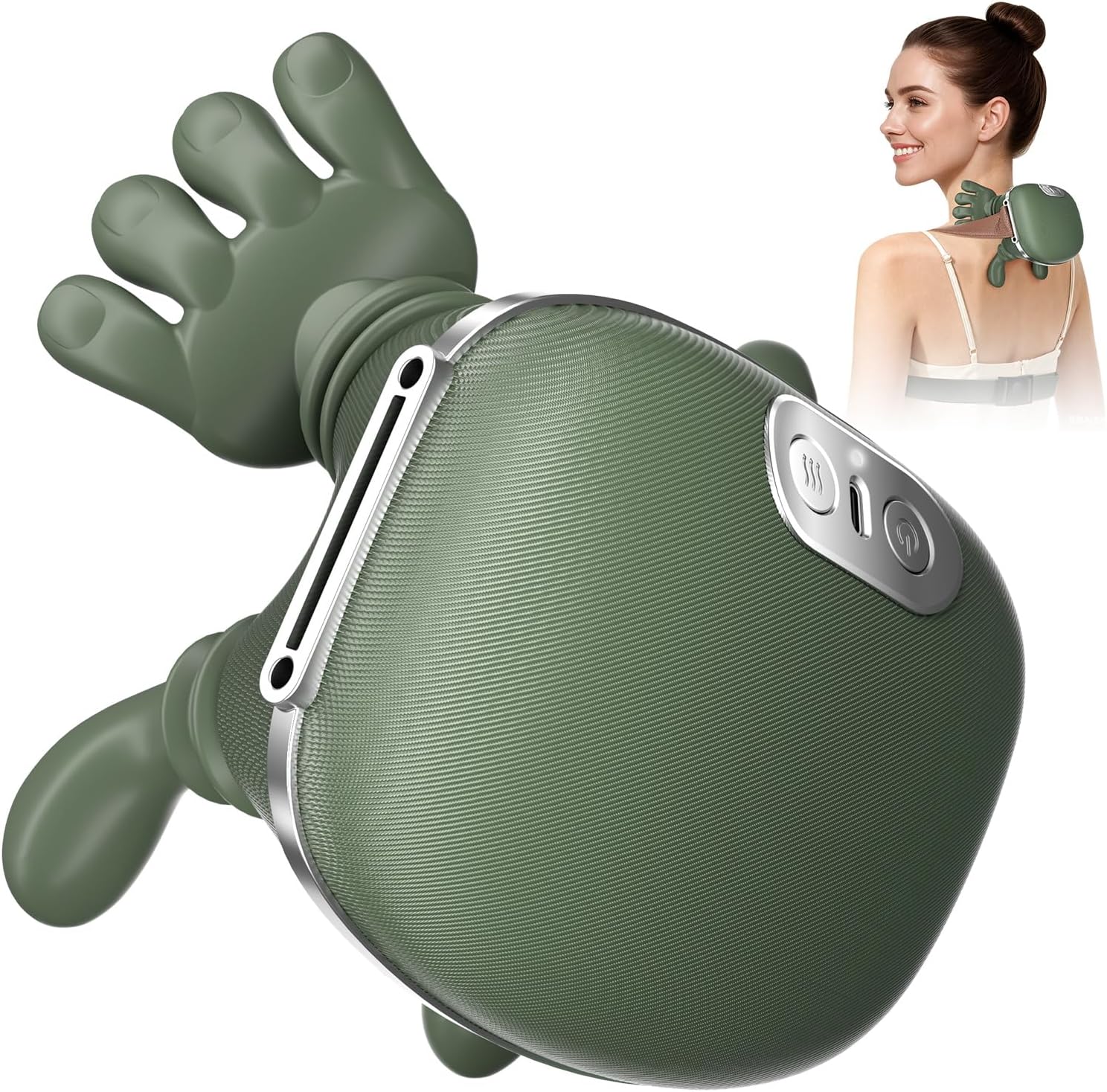 2026 Upgrade Edition 4D Neck and Shoulder Heat Massager, Wireless Portable Neck Massager, Relieves Muscle Pain, Simulates Deep Tissue Massage of Human Hand, Ideal Gift.（Emerald Green）