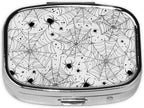Pill Box-2 Compartment Small Pill Case Square Organizer Case with Mirror Portable Metal Medicine Box Travel Container for Pocket & Purse Women Men(Spider Web)