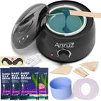 Anruz Waxing Kit for Women Men - Wax Kit for Hair Removal with Silicone Bowl,4 Bags Hard Waxing Beads and 30 Sticks - at Home Use Wax Warmer for Full Body, Bikini, Eyebrow, Face, Sensitive Skin