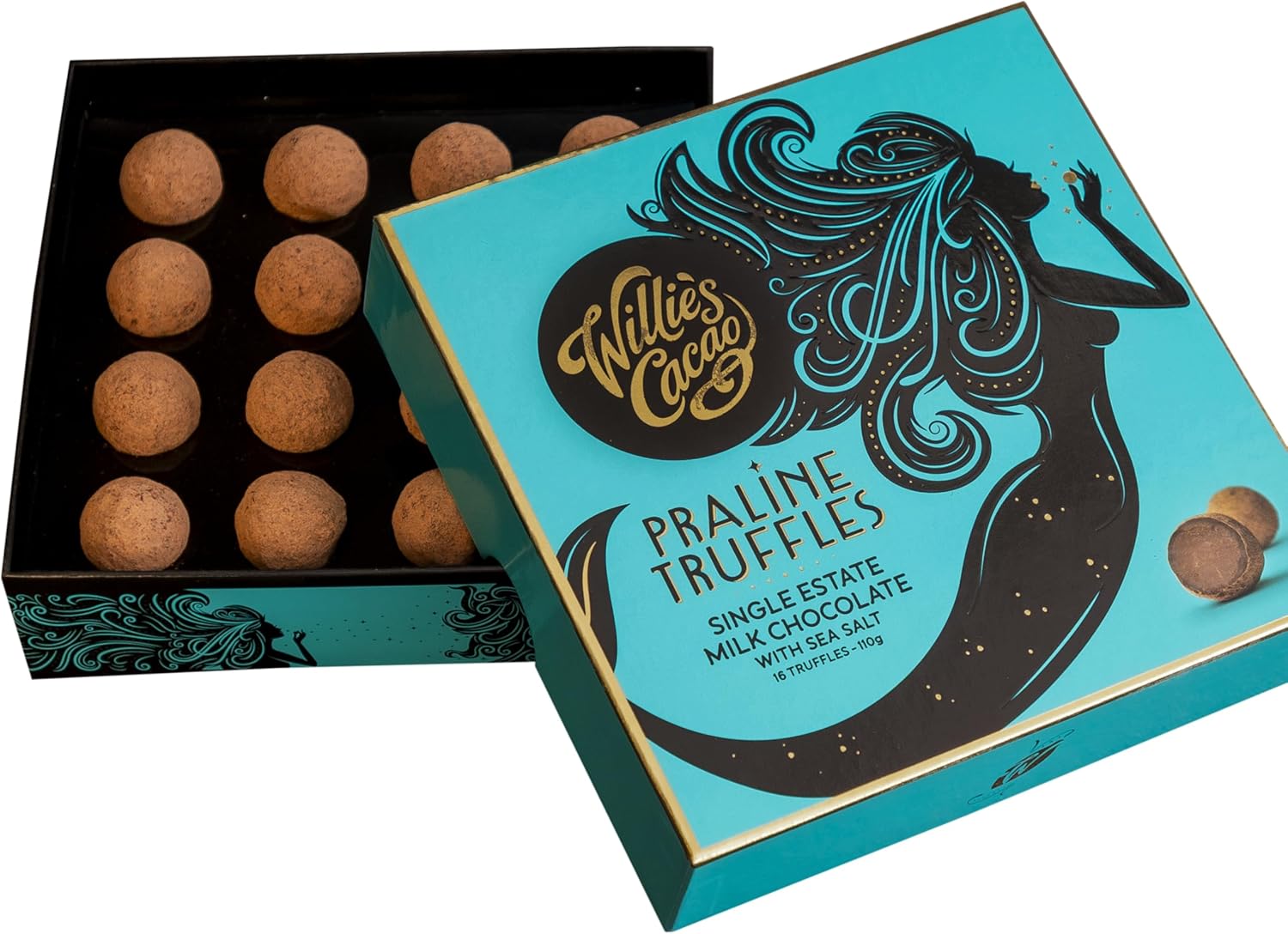 Willie's Cacao 16-Piece Milk Chocolate Praline Truffles with Sea Salt