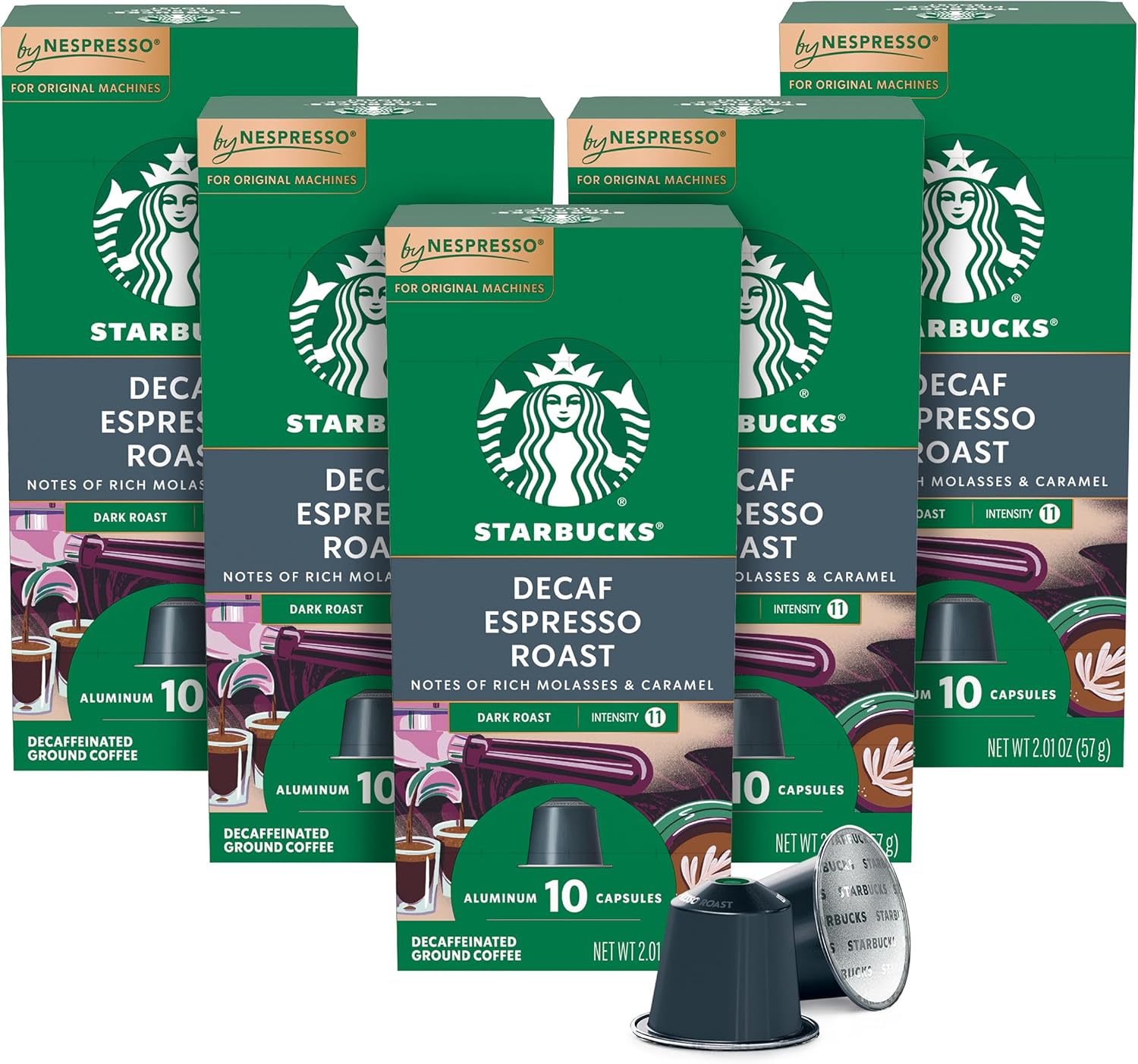 Starbucks by Nespresso Original Line, Decaf Espresso, Dark Roast, 50-count Espresso Pods