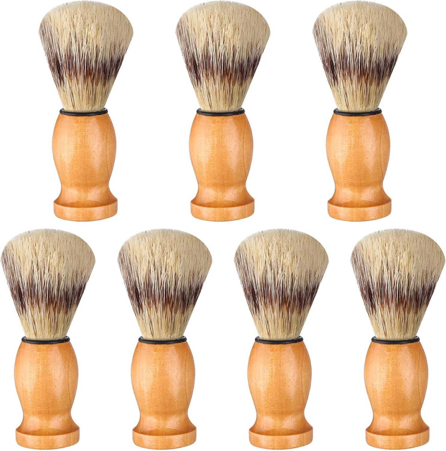 7Pcs Men Shaving Brush Wood Handle, Professional Salon Tools Hand Crafted Shaving Brush Wood Handle Shave Brushes Handmade Pure Badger Hair Brush for Men1