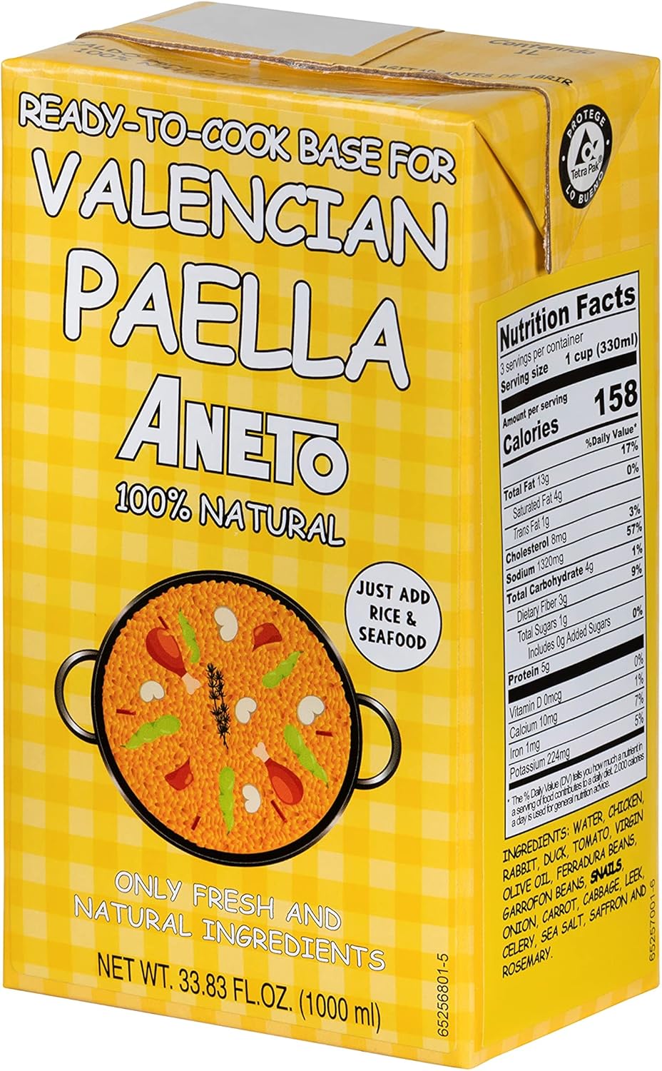 Aneto Valencian Paella Cooking Base Broth, 33.83 Fluid Ounce