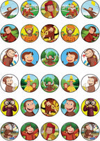 30 x Edible Cupcake Toppers – Curious Monkey Inspired Collection of Edible Cake Decorations | Uncut Edible on Wafer Sheet