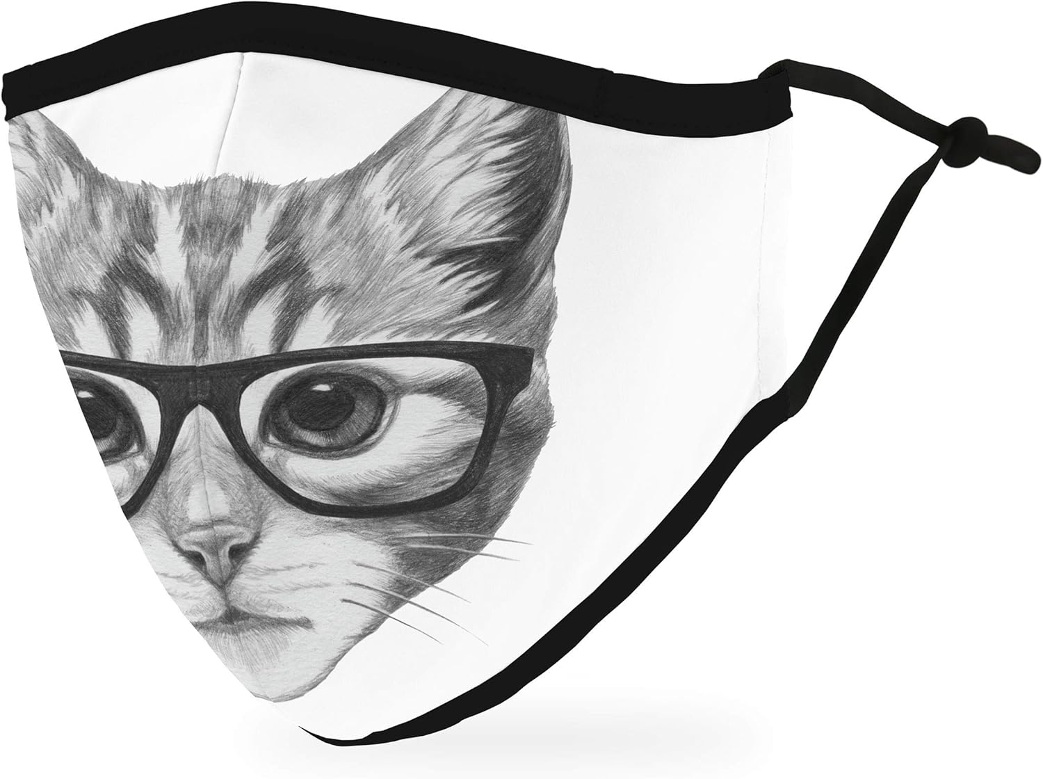 WEDDINGSTAR 3-Ply Adult Washable Cloth Face Mask Reusable and Adjustable with Filter Pocket - Nerdy Cat