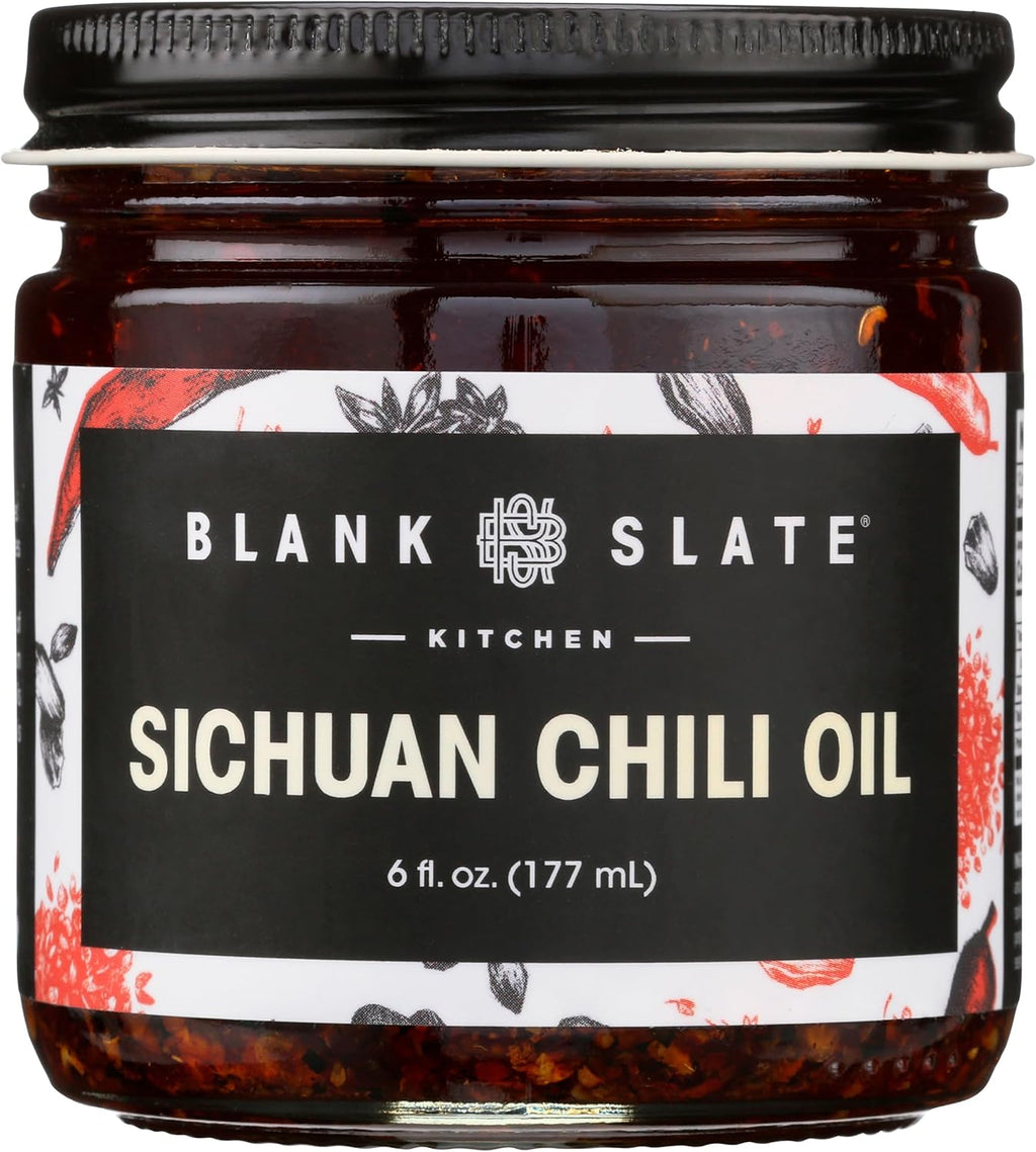 Blank Slate Kitchen Sichuan Chili Oil (6 Oz) | Gourmet Spicy Tingly Numbing Umami Hot Sauce | Authentic Chinese Mala | Vegan, Gluten-Free, Sugar-Free, Non-GMO, No MSG