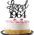 Legend Since 1964 Cake Topper 62th Birthday Happy Birthday Cake Topper Men and Women Cheer 62 Years Old Handmade Black Glitter Cake Decoration (1964)