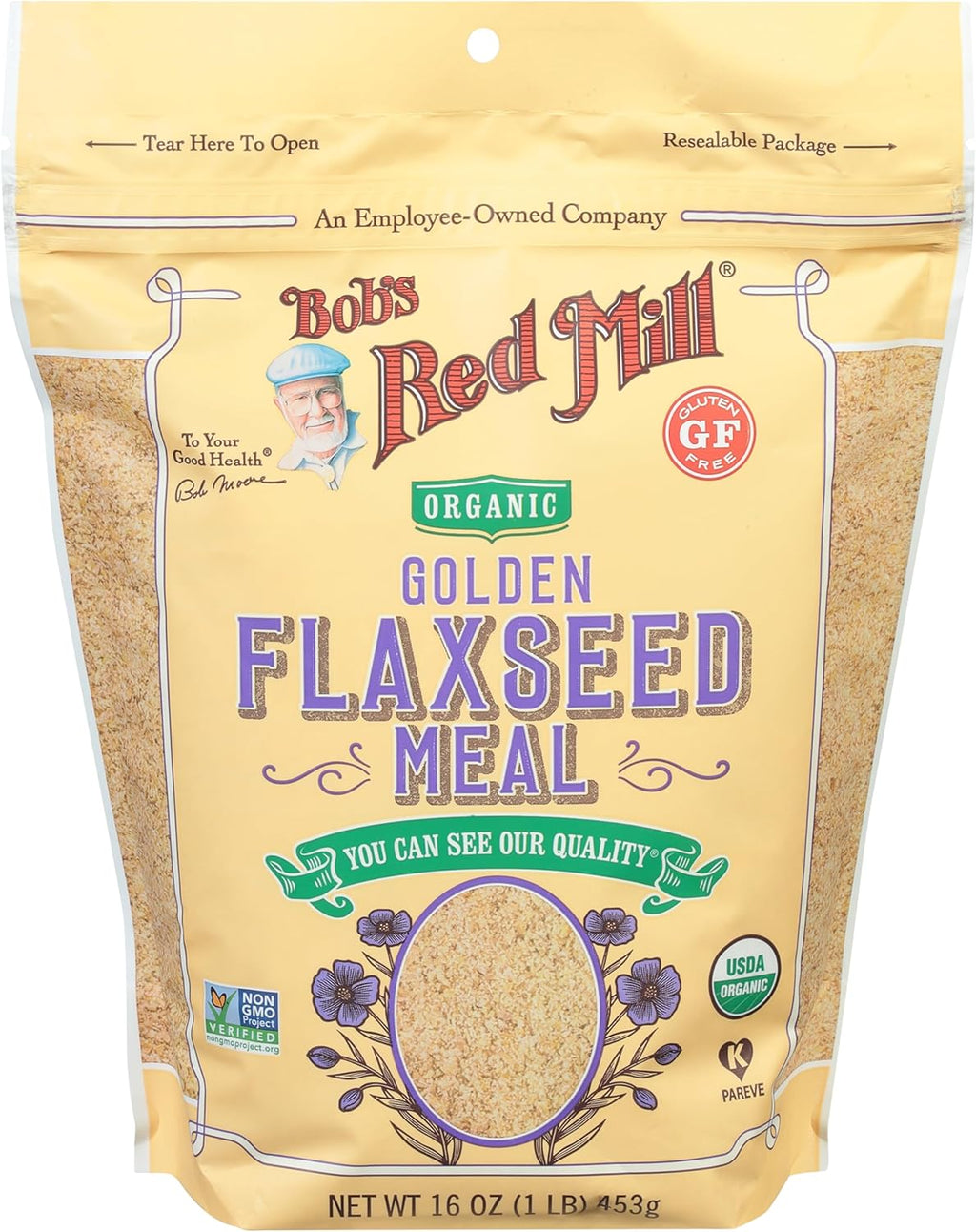 Bob's Red Mill Organic Golden Flaxseed Meal, 16oz (Pack of 1) - Non GMO, Vegan, Paleo Friendly, Keto Friendly, Kosher