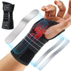Carpal Tunnel Wrist Brace, Adjustable Night Wrist Support with 3 Metal Splints, Hand Brace for Men Women No Pressure on Thumb, Splint Stabilizer for Work, Arthritis (Right Hand, Gray, Medium)