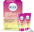 Veet 3 Minute Facial Hair Removal Cream for Women, Depilatory Cream with Organic Aloe Vera, 2 Piece Women's Facial Hair Remover Kit, 1.7 Fl Oz Hair Removal Cream + 1.7 Fl Oz Finishing Cream
