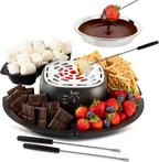 Kusini 2 in 1 Electric Fondue Set & Smores Maker Tabletop Indoor Kit with Removable Trays & 4 Skewers – Smores Station Chocolate Melting Pot - Unique Couple Gift Set Idea, Date & Movie Night Supplies