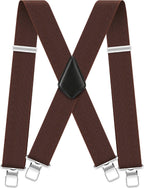 Men's Suspenders Heavy Duty Suspenders for Men Braces 2 inch Wide Clips High Elastic X Style Adjustable Work Suspenders