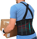 Back Brace for Men Lower Back Heavy Lifting with Suspenders, Back Support Belt for Work, Lower Back Brace with Lumbar Support for Back Pain Relief, Construction Warehouse Moving Belt, Size M