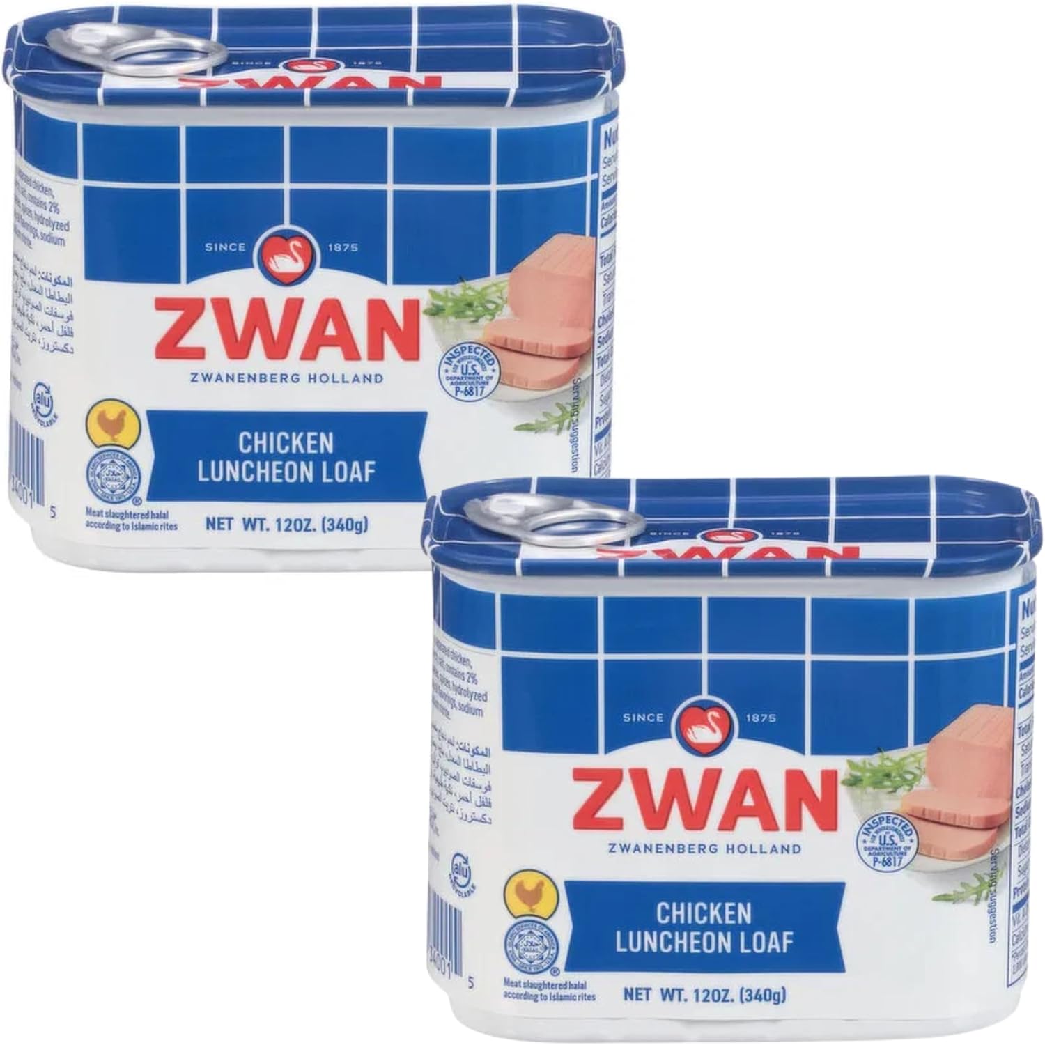 Zwan Luncheon Halal Loaf Meat (Pack of 2 x 340g) Chicken/Beef