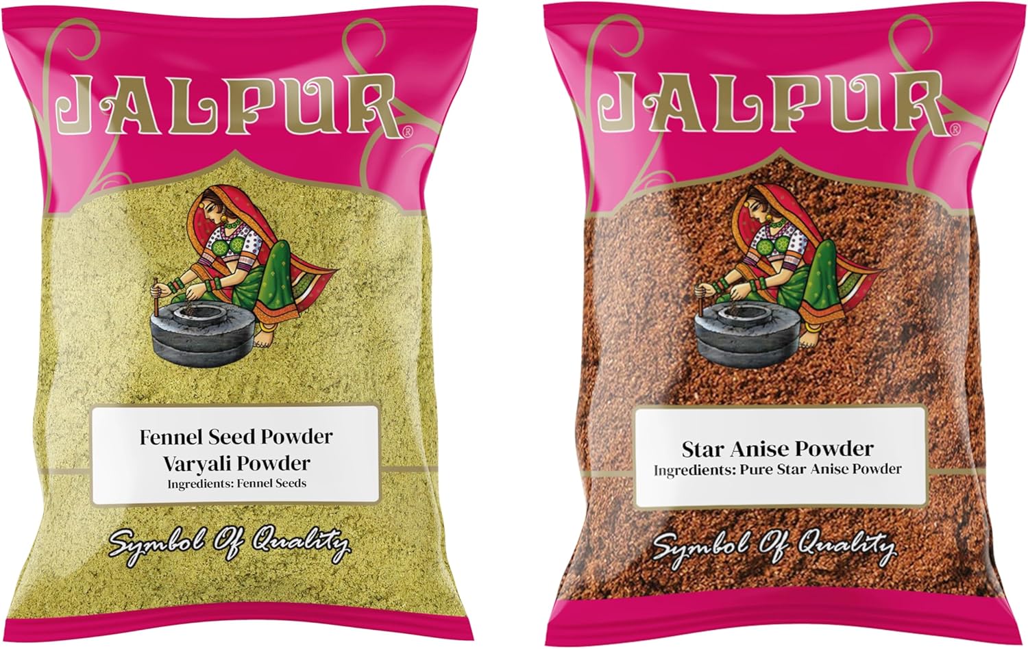 Jalpur Millers Spice Combo Pack - Fennel Seeds Powder 100g - Star Anise Powder 100g (2 Pack)