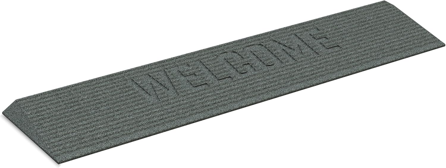 EZ-ACCESS - Transitions Angled Welcome Entry Mat, Non Slip Rubber Threshold Ramp for Doorways, Indoor & Outdoor Door Ramp for Wheelchair Access, Safer Home Floor Mats - Made in USA (Gray, 1-in)