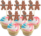 24Pcs Christmas Gingerbread Cupcake Toppers Glitter Gingerbread Man Cupcake Picks There is some Ho Ho Hos Cupcake Picks Xmas Cake Decor for Christmas Theme New Year Party Supplies