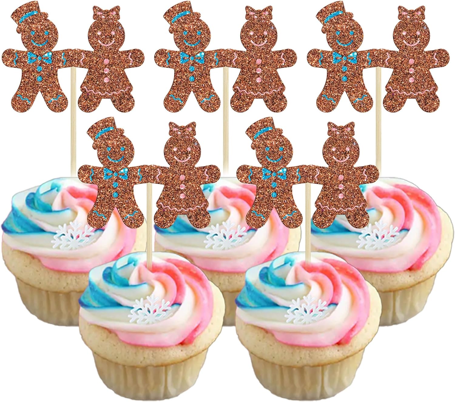 24Pcs Christmas Gingerbread Cupcake Toppers Glitter Gingerbread Man Cupcake Picks There is some Ho Ho Hos Cupcake Picks Xmas Cake Decor for Christmas Theme New Year Party Supplies