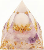 Flower of Agate with Lavenda Light Amethyst Healing Crystal Pyramids for Reduce Stress Chakra Reiki Healing Meditation Attracts Lucky and Success
