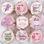 36pcs Edible Happy Mother's Day Cupcake Toppers Pink Wafer Paper Love Mom Thank You Mom Cupcake Picks Edible Flower Mother’s Day Cake Toppers for Best Mom Mother's Day Theme Party Supplies