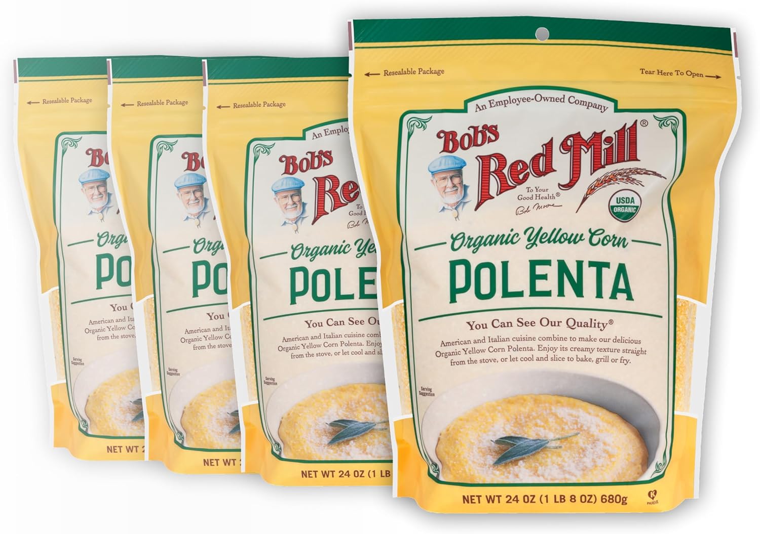 Bob's Red Mill Organic Corn Grits / Polenta, 24oz (Pack of 4) - Vegan, Kosher