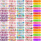 Flasoo 36 Styles Kids Cartoon Bandages 390 Pcs Girls Bandage Mermaid Bandage Pink Princess Bandages to Protect Scrapes and Cuts for Girls, Boys, Children, Toddlers