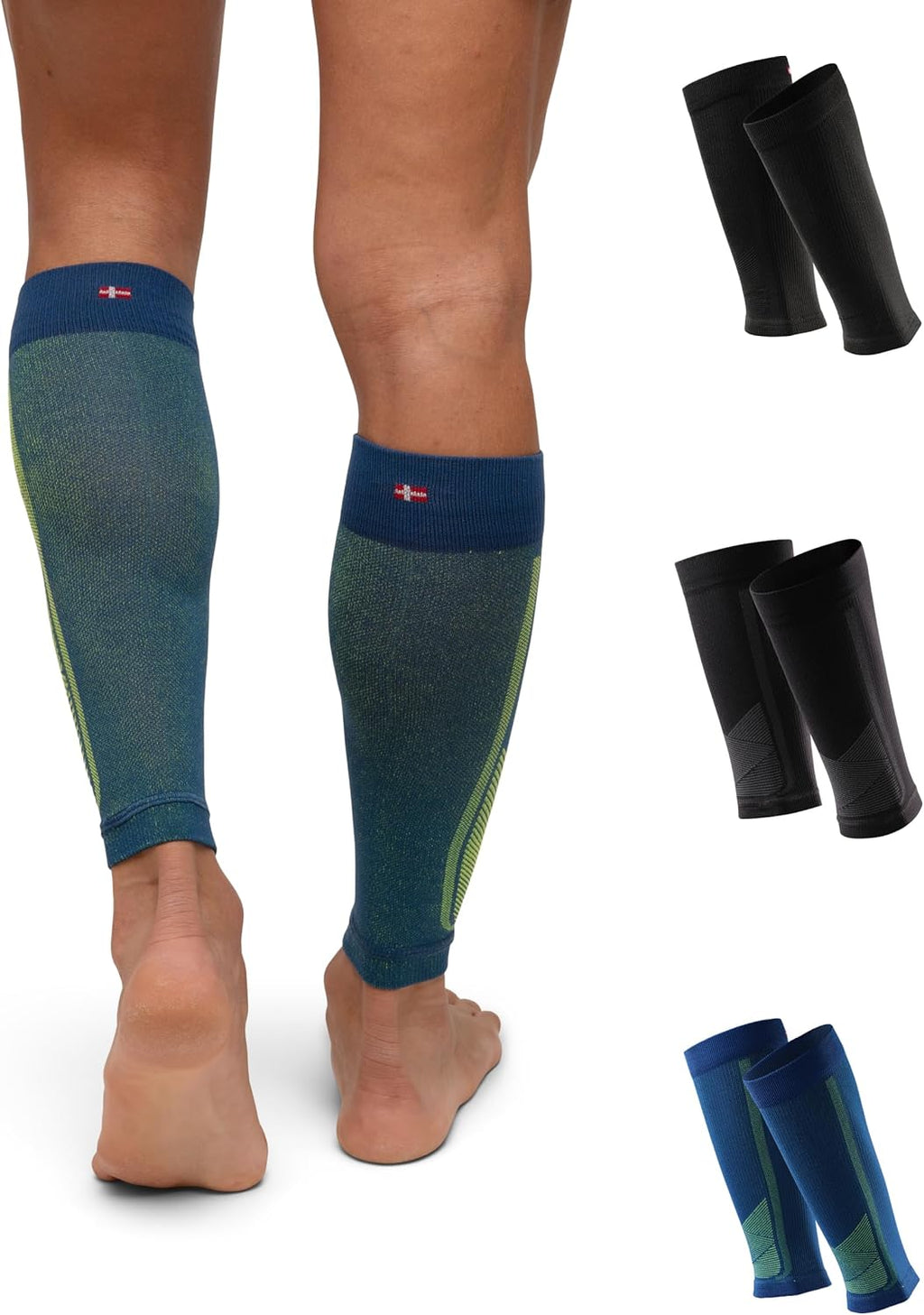 DANISH ENDURANCE Calf Compression Sleeve, 21-26 mmHG, Legs & Shin Supports for Men and Women, 1 or 3 Pack