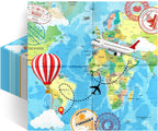 Avezano 100 Pcs Adventure Awaits Napkins 6.5 x 6.5" Adventure Begin Party Decorations Let the Adventure Begin Disposable Paper Napkins Travel Theme Party Napkins